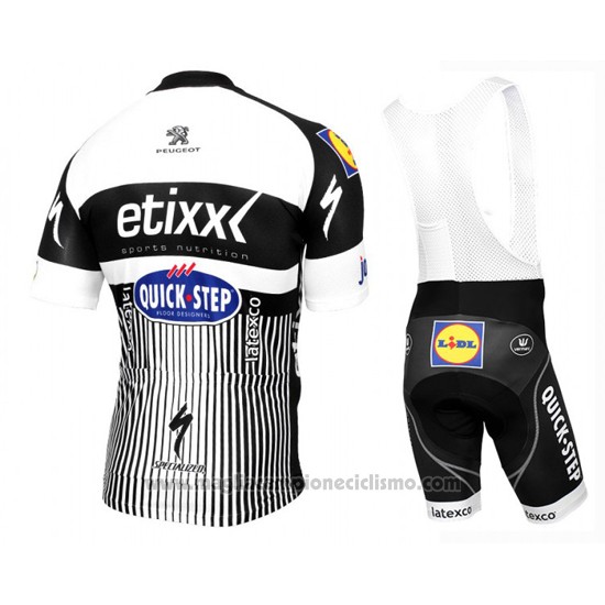 2016 Abbigliamento Ciclismo Etixx Quick Step Bianco e Nero Manica Corta e Salopette